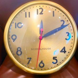 Schoolhouse 15" Brass Wall Clock